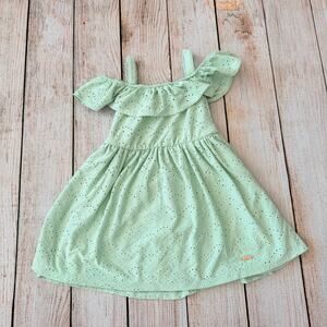 Girls 4 Off The Shoulder Green Dress